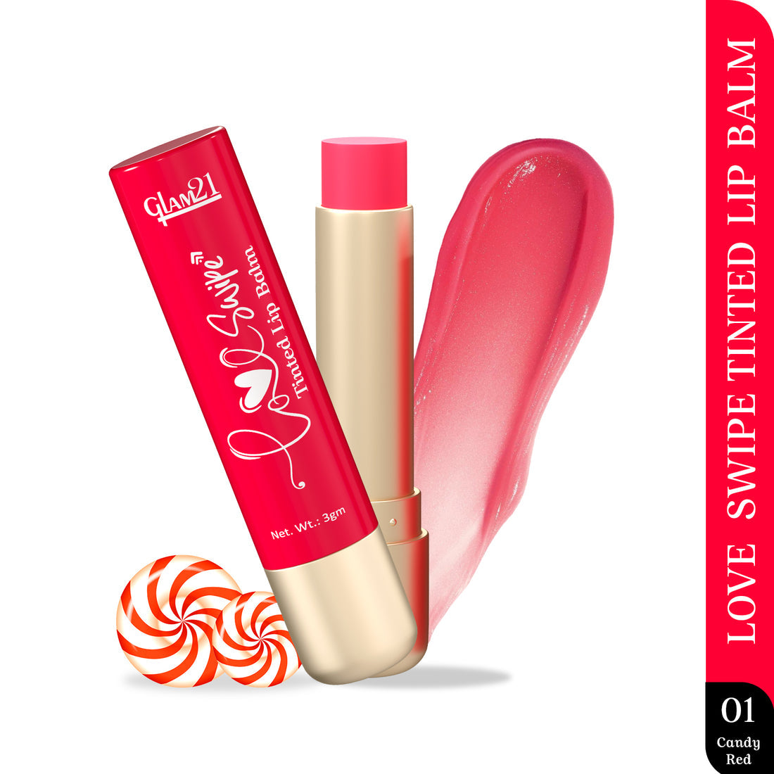 Glam21 Love Swipe Tinted Lip Balm (01Candy Red)