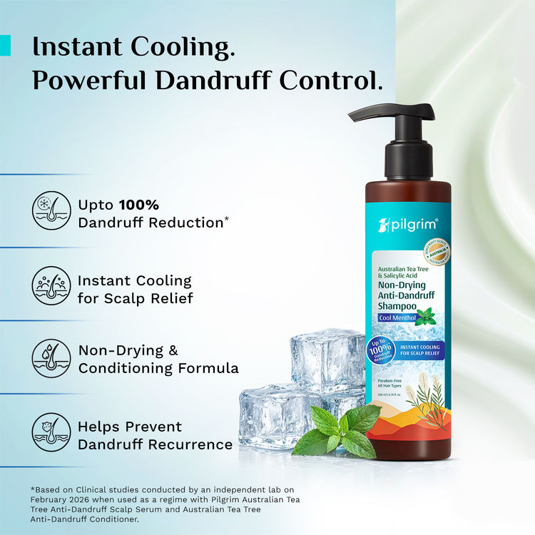 Pilgrim Australian Tea Tree & Salicylic Acid Cool Menthol Non-Drying Anti-Dandruff Shampoo (200ml)