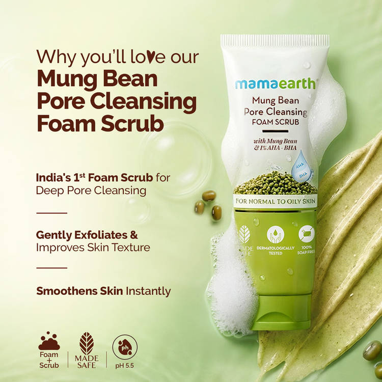 Mamaearth Mung Bean Pore Cleansing Foam Scrub
(100g)