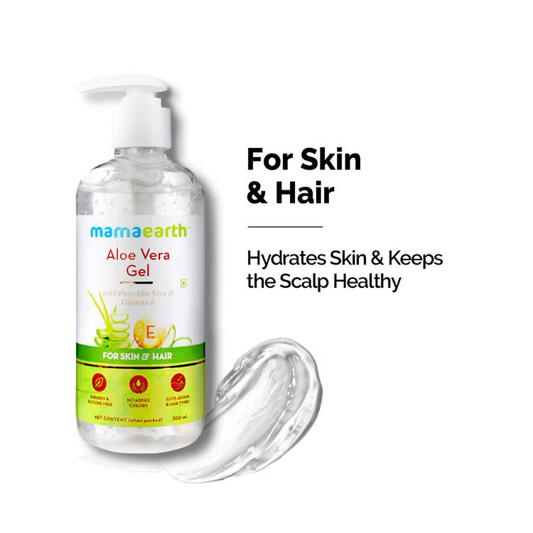Mamaearth Aloe Vera Gel with Pure Aloe Vera & VitaminE for Skin & Hair 300ml| Hydrates, Soothes Skin (300ml)