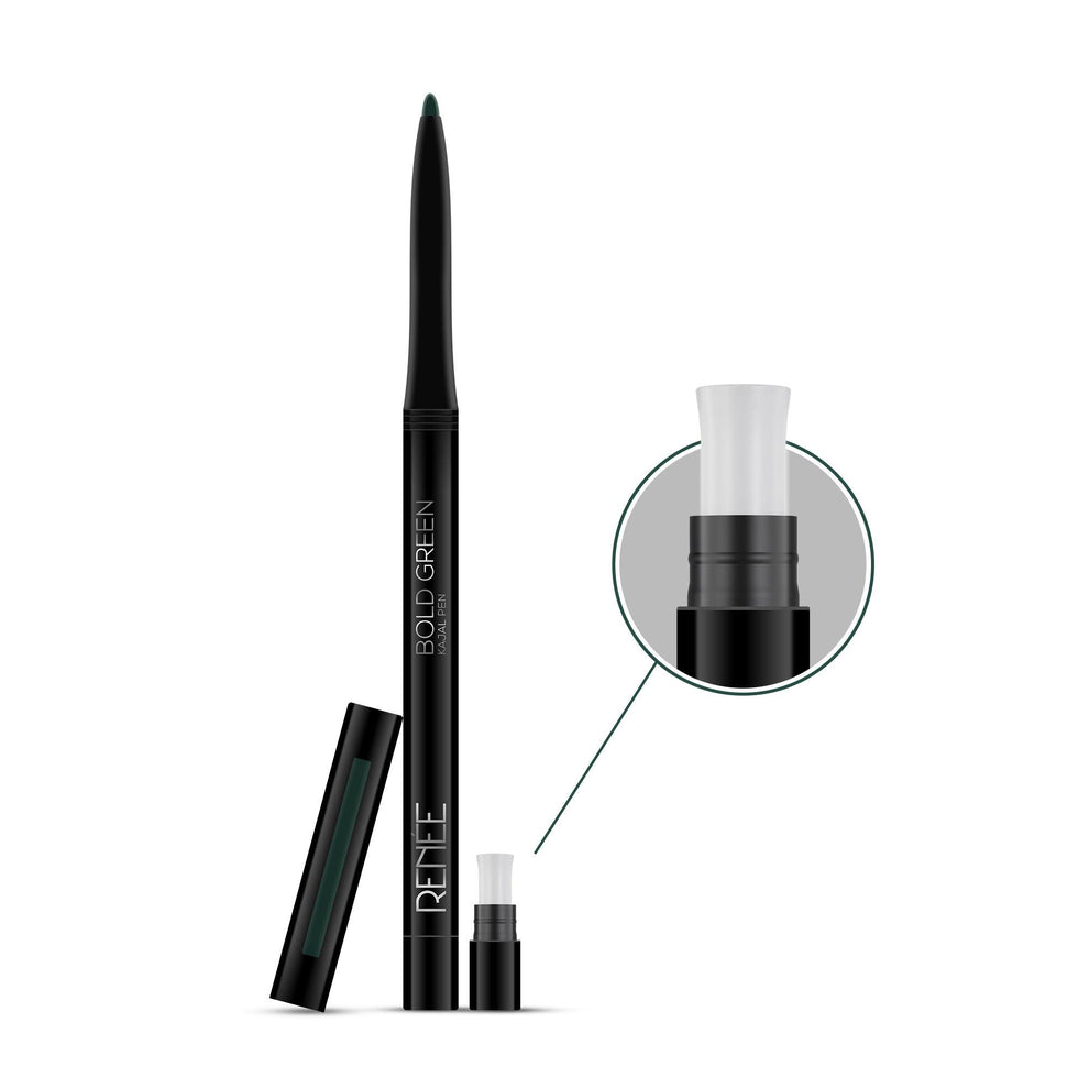 RENEE Bold Green Kajal Pen with Sharpener