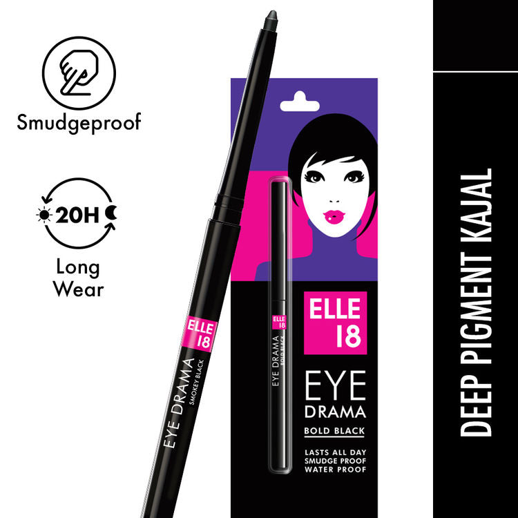 Elle 18 Eye Drama Kajal - Bold Black
(0.35g)