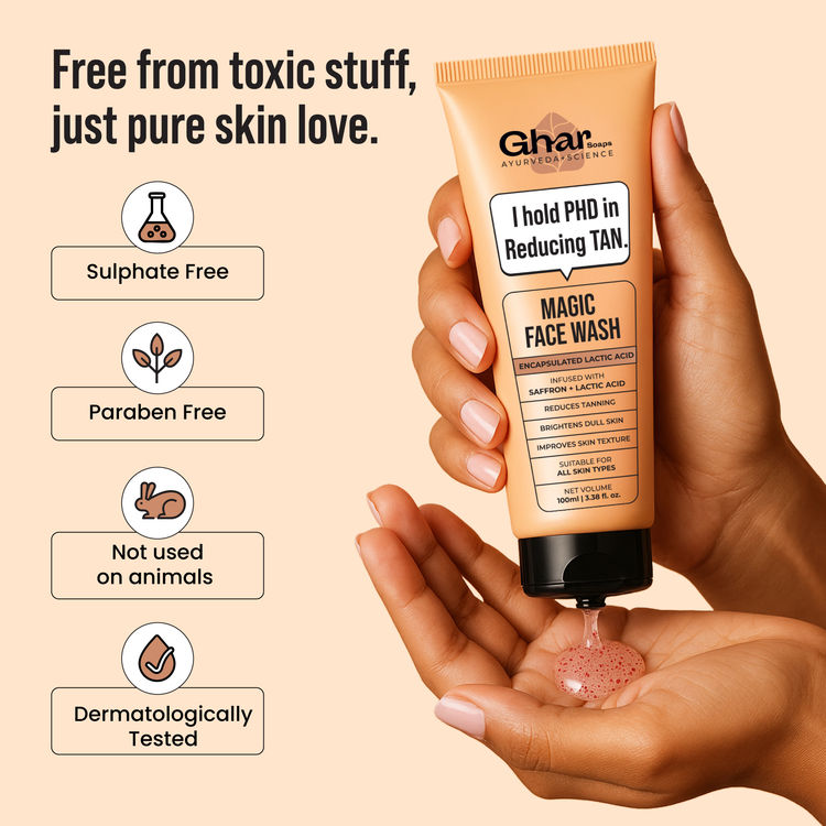 Ghar Soaps Magic Face Wash | For reducing tan | With Saffron | For all skin types - Pack of 1
(100ml)