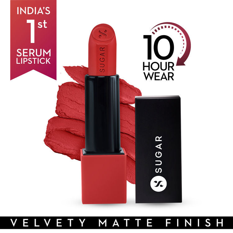 SUGAR Glide Peptide Serum Lipstick with Vitamin E (04 Cairo Crimson)