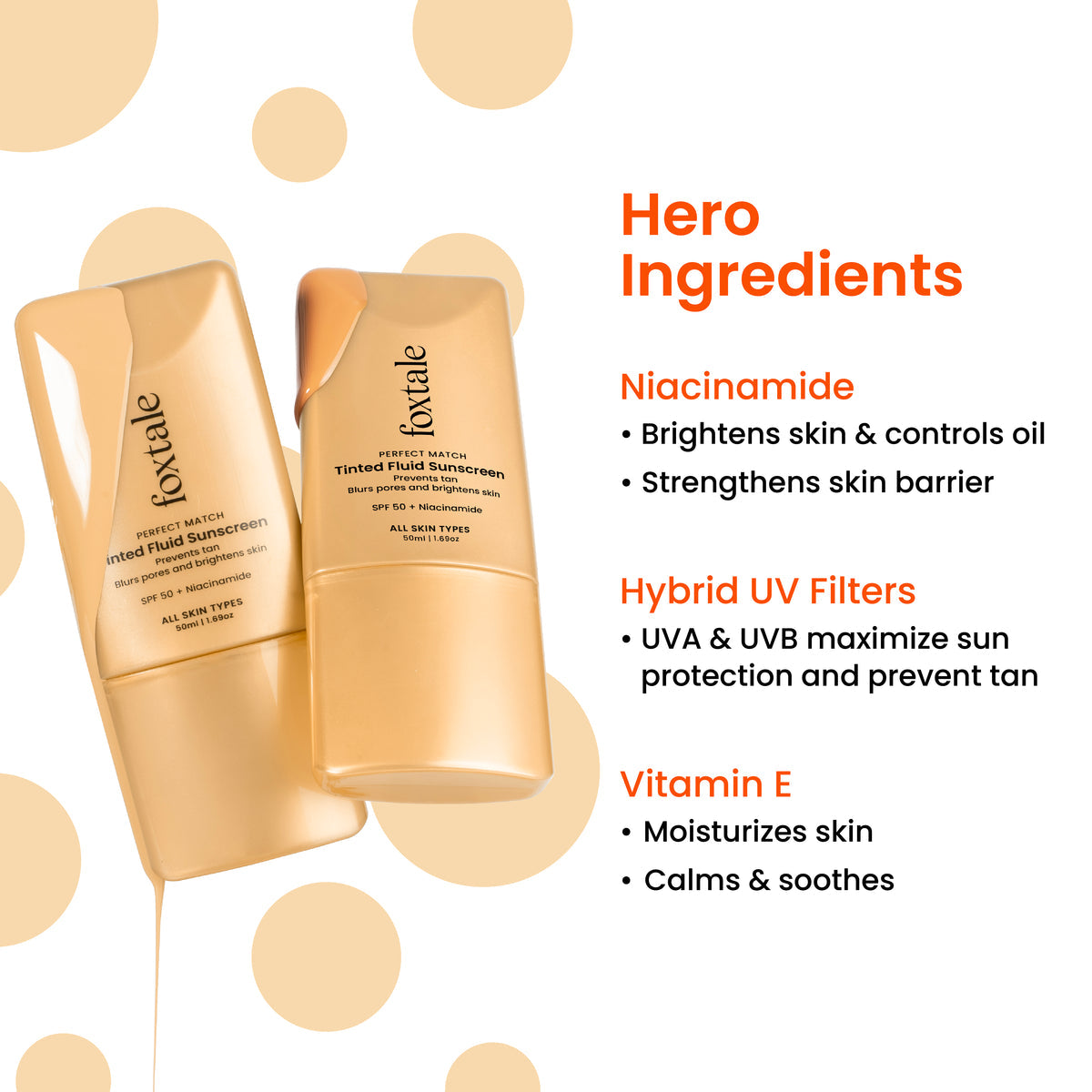 Foxtale SPF 50 Tinted Fluid Sunscreen with Niacinamide (06 Coco)
