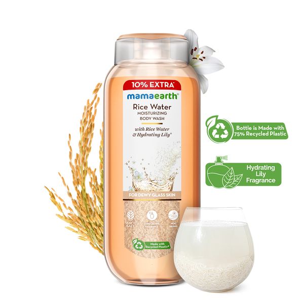 Mamaearth Rice Water Moisturizing Body Wash with Rice Water & Hydrating Lily for Dewy Glass Skin - 250 ml + 25 ml