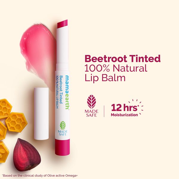 Mamaearth Beetroot Tinted 100% Natural Lip Balm with Beetroot & Beeswax for 12h Moisturized Lips -2 g