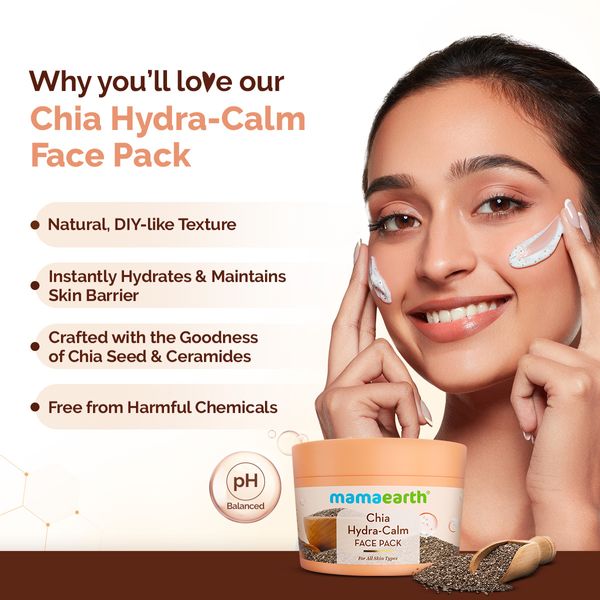 Mamaearth Chia Hydra-Calm Face Pack with Chia Seed & Ceramides for Healthy Skin Barrier - 200 g