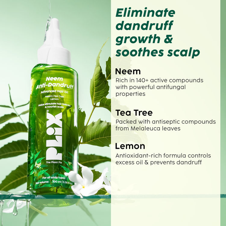 Plix Neem Anti-Dandruff Advanced Hair Oil (for Soothing Scalp, Reducing Flakes & Enhancing Hair Texture)