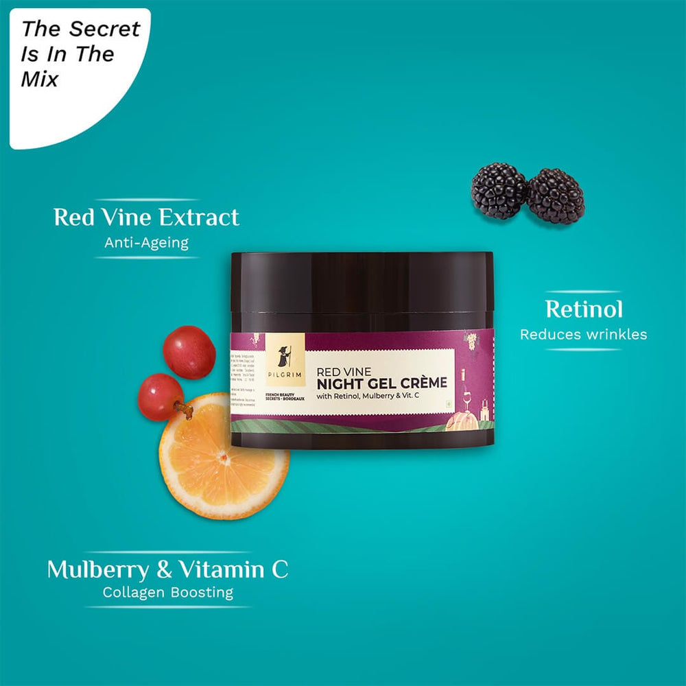 Pilgrim Red Vine Night Gel Crème with Retinol, Mulberry & Vit. C