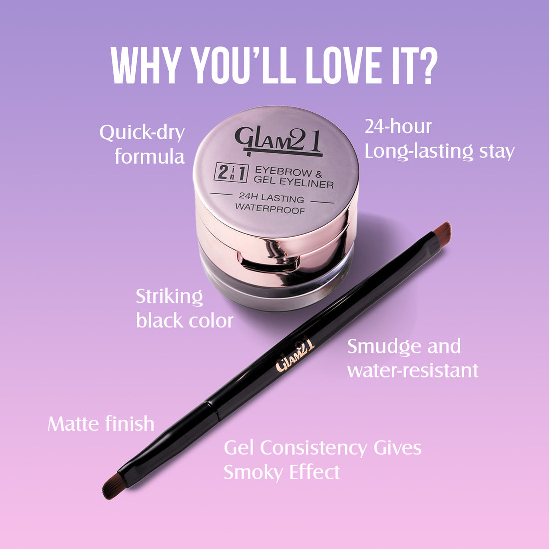 Glam21 2-IN-1 Eyebrow & Gel Eyeliner (Black)