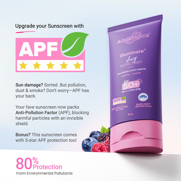 Aqualogica Illuminate+ Dewy Sunscreen In-Vivo Tested SPF 50+ PA++++ with Wild Berries & Alpha Arbutin - 80 g