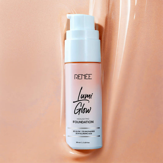 RENEE Lumi Glow Highlighting Liquid Foundation With Dewy Finish, Buildable Coverage & 3D Glow (Radiant Beige)