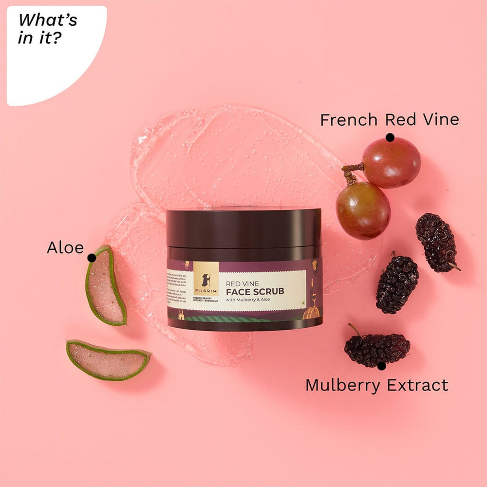 Pilgrim Red Vine Face Scrub with Mulberry & Aloe
Experience Invigorated Skin