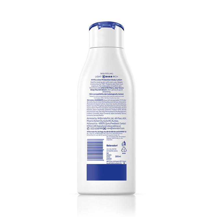 NIVEA Sunscreen lotion with SPF 15 & ALOEVERA- 5 in 1 COMPLETE CARE for 48H Moisturization
(200ml)