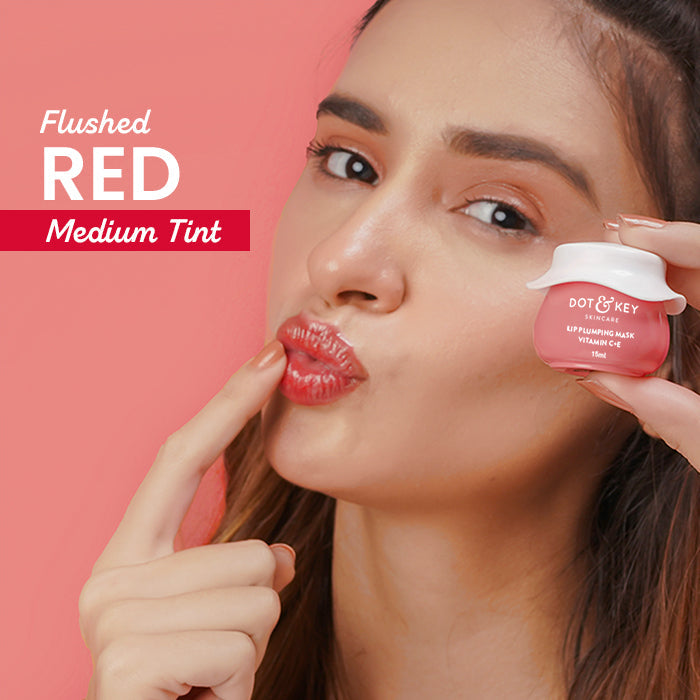 Dot & Key Lip Plumping Mask with Vitamin C + E (Turmeric Oil and Lingonberry Medium Tinted)