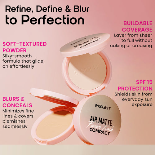 Insight cosmetics Air Matte Flawless Finish Compact (1 Porcelain Glow)