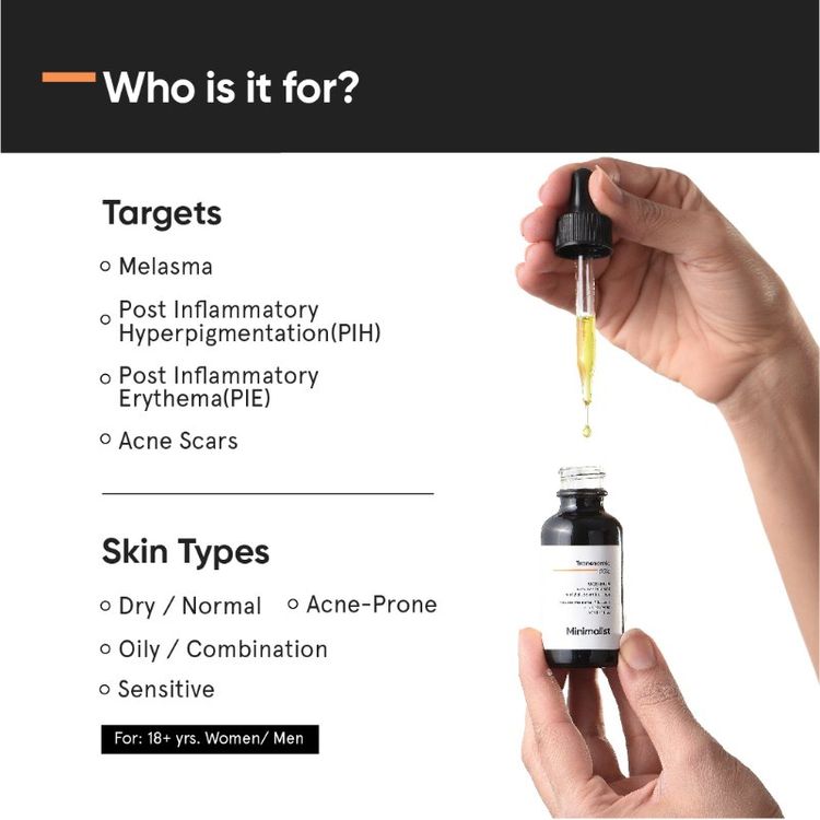 Minimalist 3% Tranexamic Acid Face Serum For Melasma- Acne Scars- Hyperpigmentation Or Erythema (PIH/PIE)
(30ml)