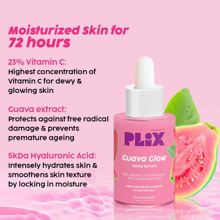 Plix 23% Vitamin C Guava Face Serum With Hyaluronic Acid & Pentavitin For Glowing Complexion