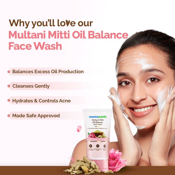 Mamaearth Multani Mitti Face Wash With Multani Mitti & Bulgarian Rose(150ml)