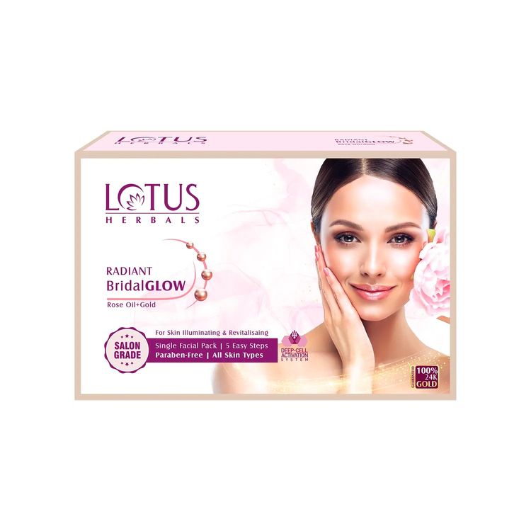 Lotus Herbals Radiant Bridal Glow Rose Oil + Gold Single Facial Kit(57gm)
