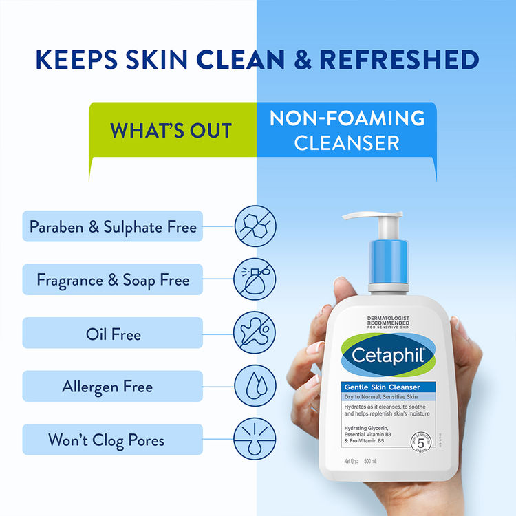 Cetaphil Gentle Skin Cleanser for Dry to Normal Skin with Niacinamide Dermatologist Recommended
(1Ltr)