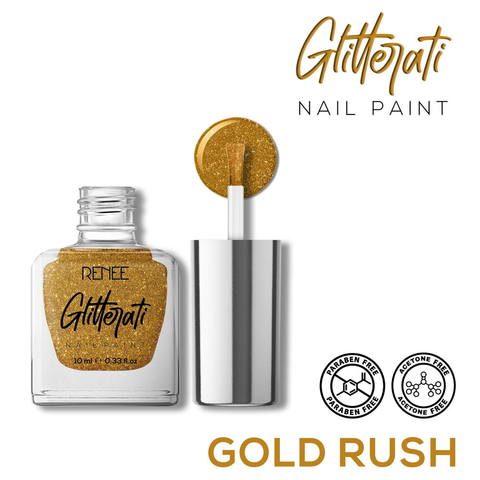 RENEE Glitterati Nail Paint (08 Gold Rush)
