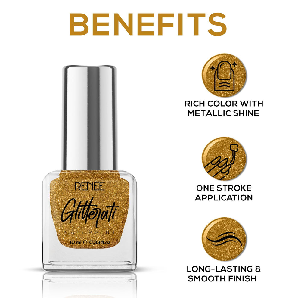 RENEE Glitterati Nail Paint (08 Gold Rush)