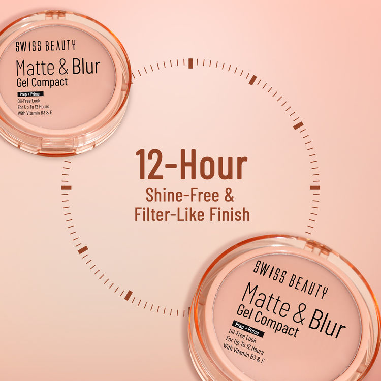 Swiss Beauty Matte & Blur Balm Gel Compact With Vitamin E Prep+ Primer 12-Hour Stay |Oil Free
(8g)