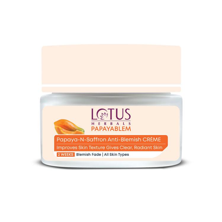 Lotus Herbals Papayablem Papaya-N-Saffron Anti-Blemish Face Cream, Radiant Skin for All Skin Types (50gm)