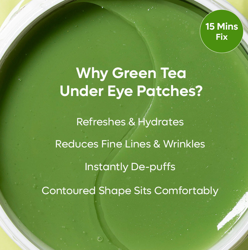 Mcaffeine Green Tea Hydrogel Under Eye Patches with 1% Caffeine (15 Pairs)