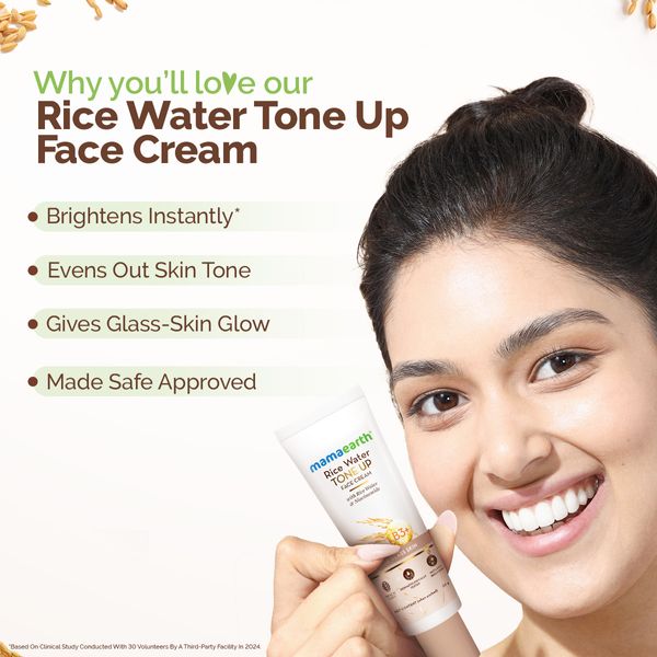 Mamaearth Rice Water Tone Up Face Cream with Rice Water & Niacinamide for Glass Skin - 50g