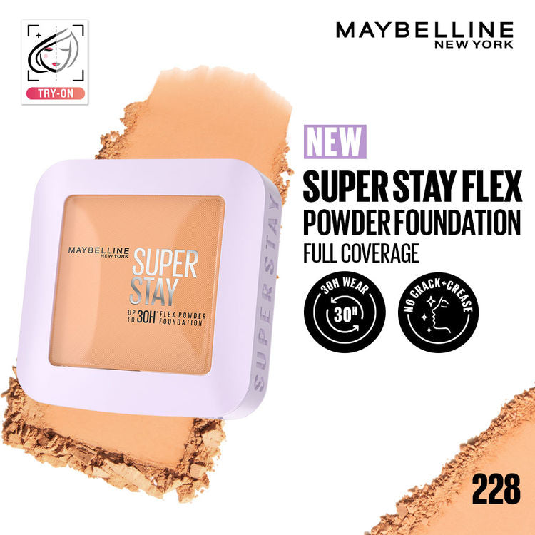 Maybelline Super Stay Flex Powder Foundation Compact-30H Full Cover (228)