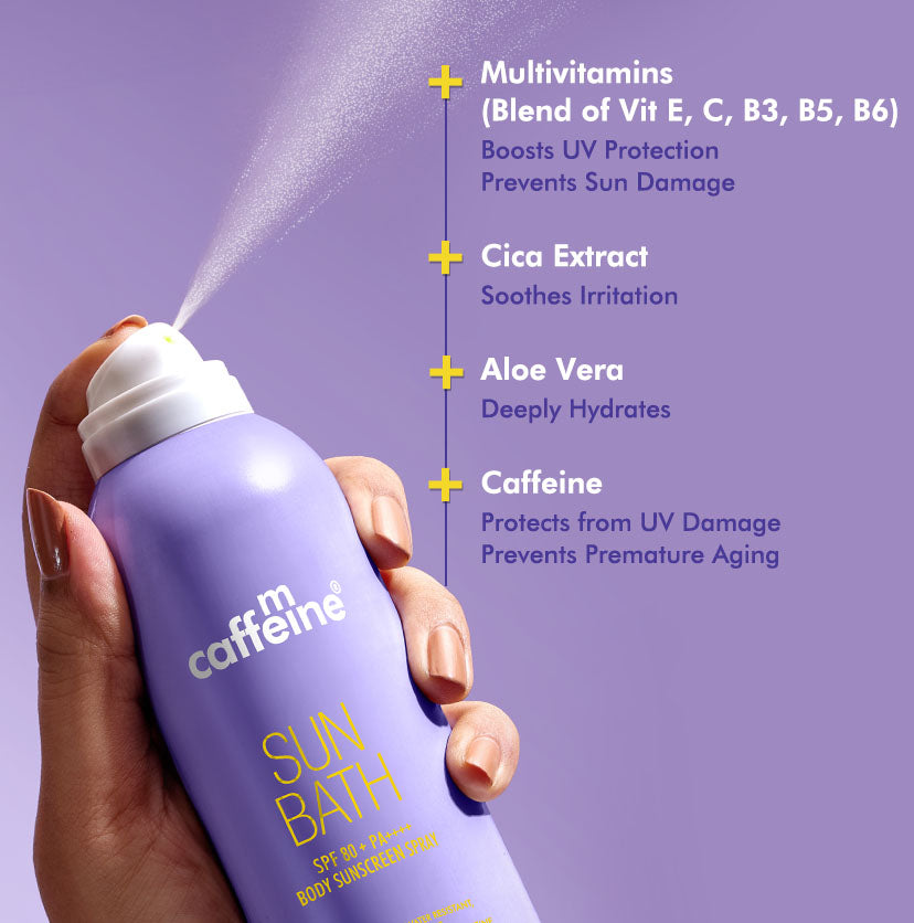 Mcaffeine Sun Bath SPF Body Sunscreen 80+ PA ++++ Spray - 100ml