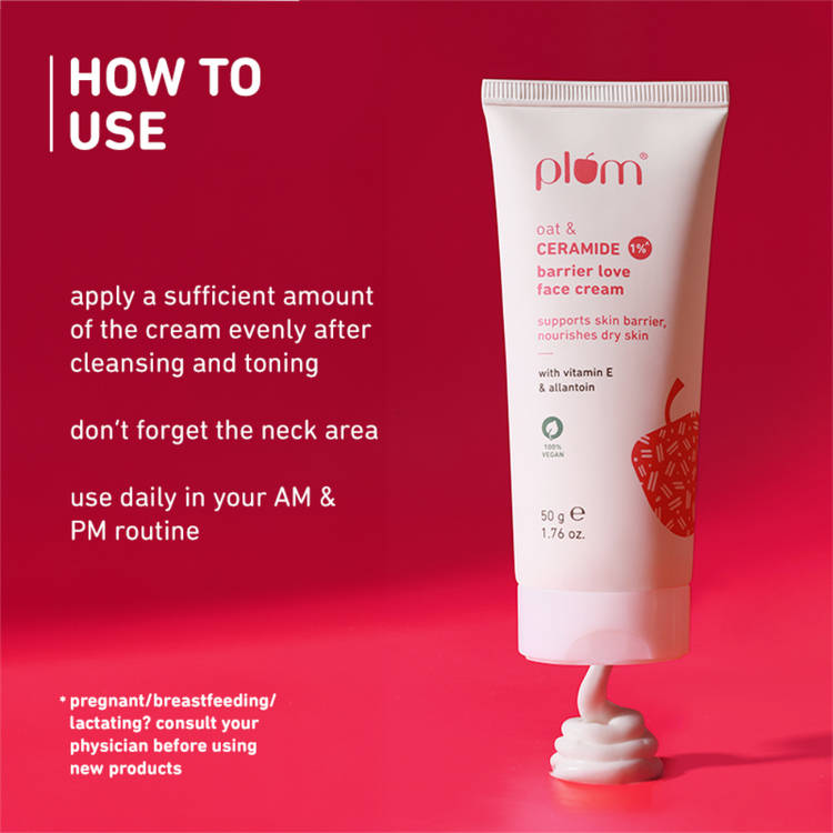 Plum 1% Ceramide Face Cream With Oat, Strengthens Skin Barrier & Nourishes (50g)