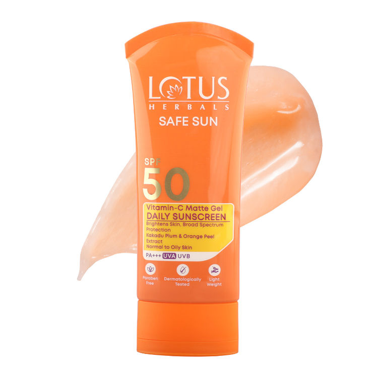 Lotus Herbals SafeSun Vitamin C Matte Gel Daily Sunscreen SPF 50 PA+++ | For All Skin Types (75g)