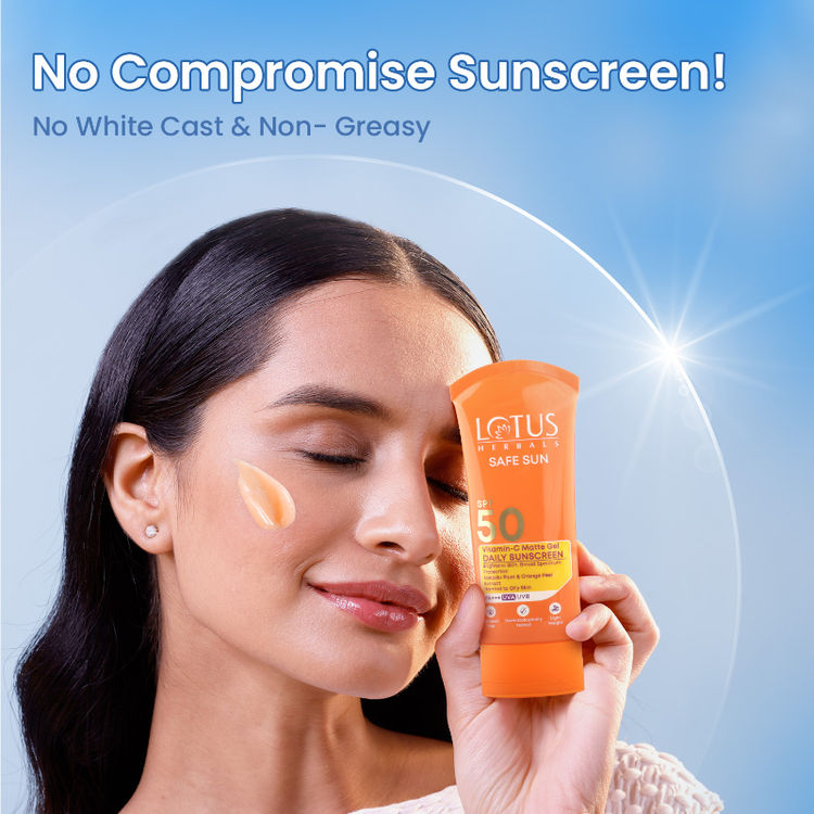 Lotus Herbals SafeSun Vitamin C Matte Gel Daily Sunscreen SPF 50 PA+++ | For All Skin Types (75g)