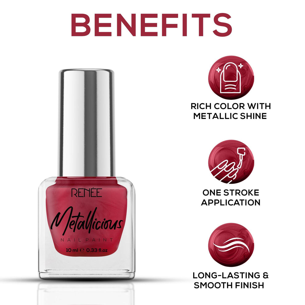 RENEE Metallicious Nail Paint (07 Christmas Red)