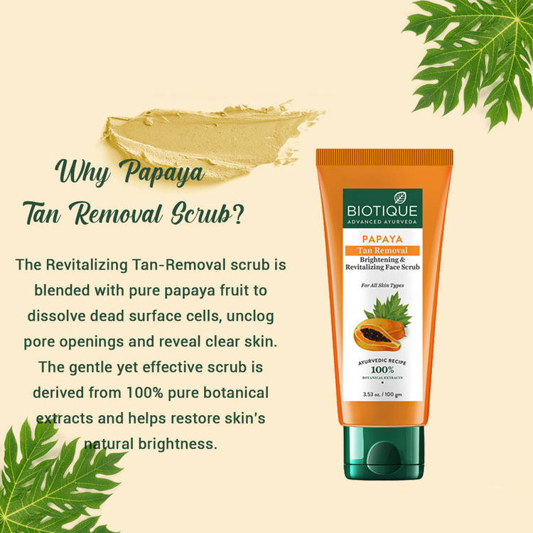 Biotique Bio Papaya Brightening & Revitalizing Tan Removal Scrub (100g)