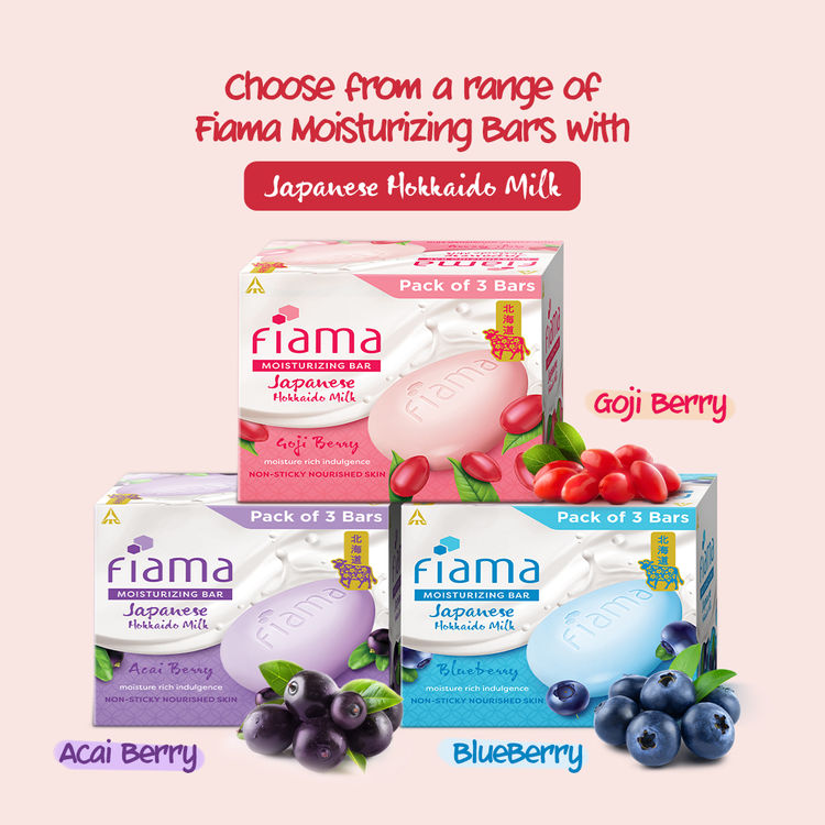 Fiama Japanese Hokkaido Milk & Goji Berry Moisturizing Soap Bars - Pack of 3
(375g)