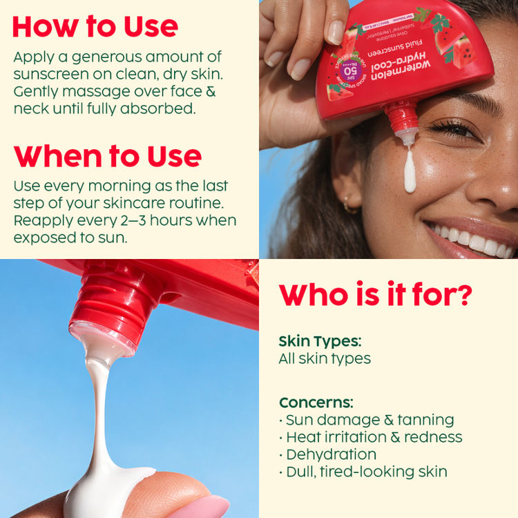 Plix Watermelon Hydra-Cool Fluid Sunscreen With SPF 50 PA++++
(50ml)