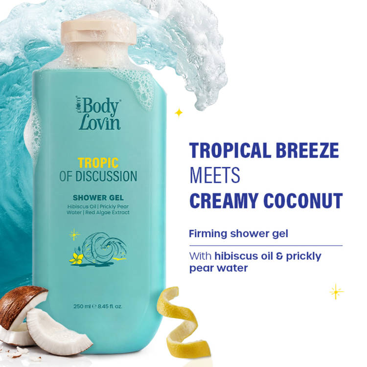 Plum BodyLovin’ Tropic Of Discussion Shower Gel, Firming & Tightening, Fresh Tropical Fragrance (250ml)