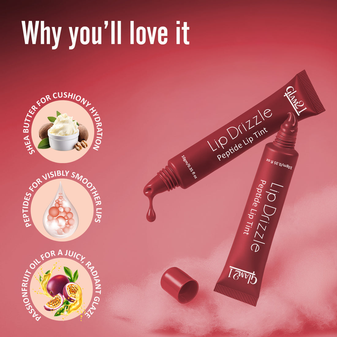 Glam21 Lip Drizzle Peptide Lip Tint (01 Sugar Plum)