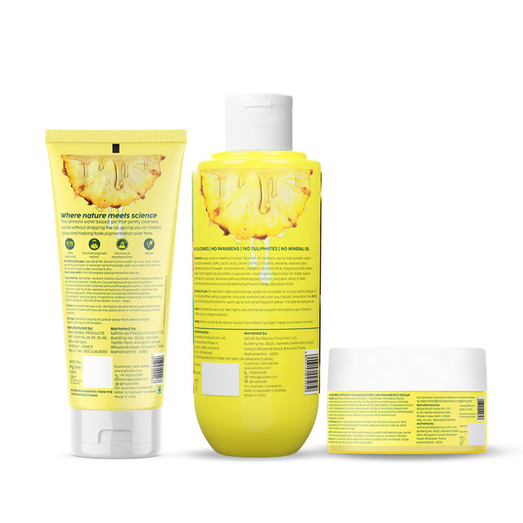 Plix Pineapple Duo With Body Wash & De-Pigmentation Facewash & Moisturizer 
(3 pcs)