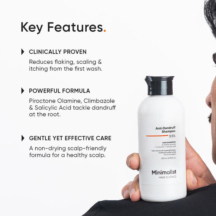 Minimalist Anti-Dandruff Shampoo 3.5% Salicylic Acid For Flaky & Itchy Scalp, Gentle & Sulphate-Free
(200ml)