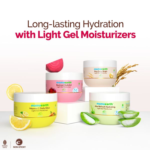Mamaearth Beetroot Hydraful Light Gel Moisturizer with Beetroot & Hyaluronic Acid for Hydrated Pink Glow - 200 g