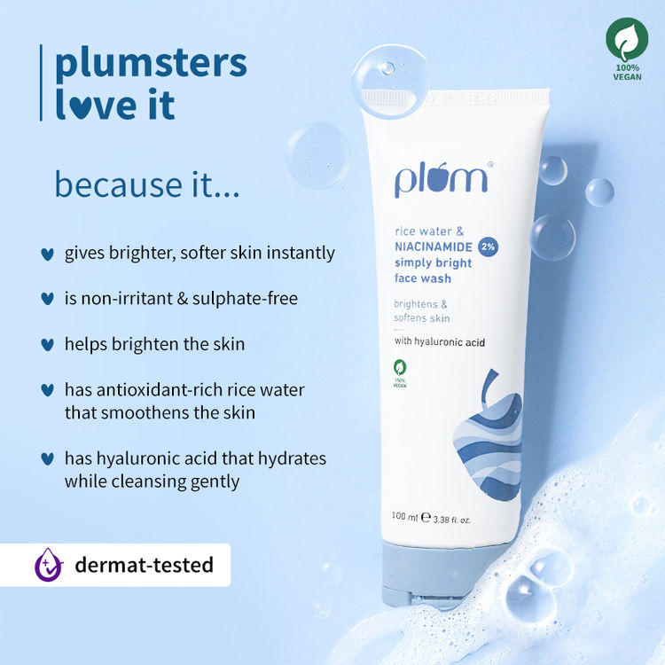 Plum 2% Niacinamide Face Wash With Rice Water (100ml)