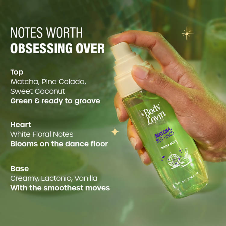 Plum BodyLovin’ Matcha, But Disco Body Mist, Long-Lasting, Lactonic Matcha Fragrance (100ml)