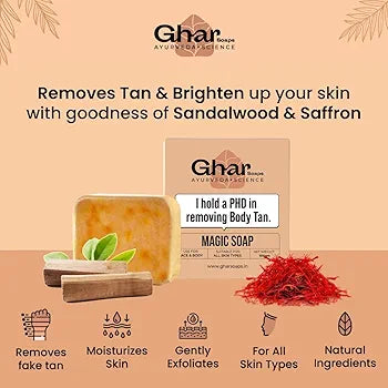 Ghar Soaps Sandalwood & Saffron Magic Soaps For Bath (100 Gms Pack Of 1)