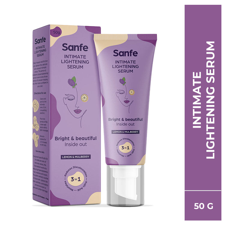 Sanfe Intimate Lightening Serum For Dark Underarms Inner Thighs Knees And Bikini Area (50gm)